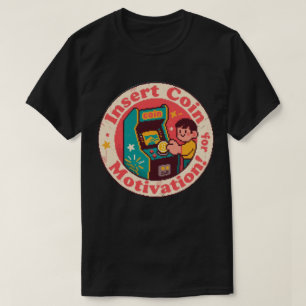 Camiseta Pixel Art Arcade Coin Badge – Inspiração de Jogos