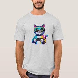Camiseta Pixel Art Cat Gamer