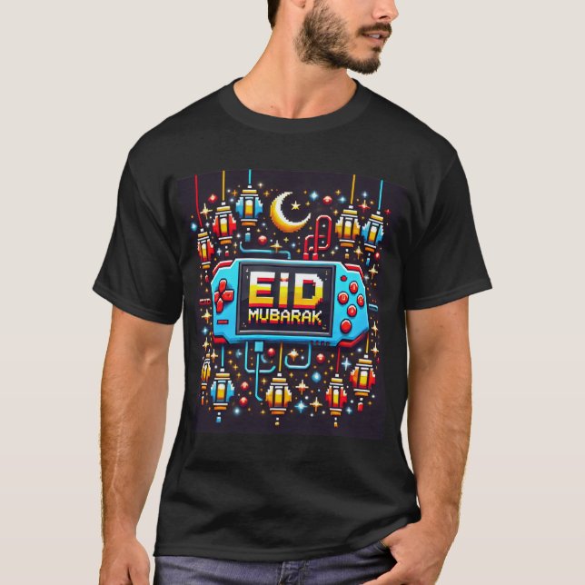 Camiseta Pixel Art Eid Mubarak Gaming Mens Tshirt (Frente)
