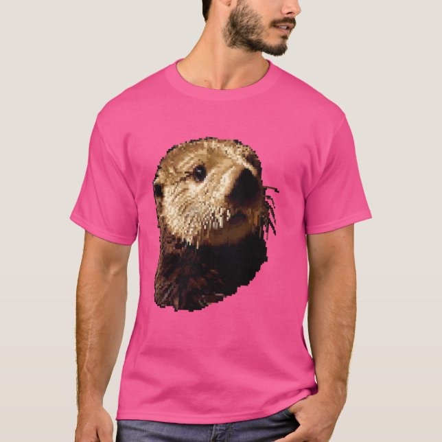 Camiseta Pixel Art Lover - Sea Otter Pai Mãe (Frente)