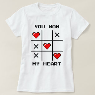 Camiseta Pixel Art "You Ware My Heart" Tic Tac Toe Gamer