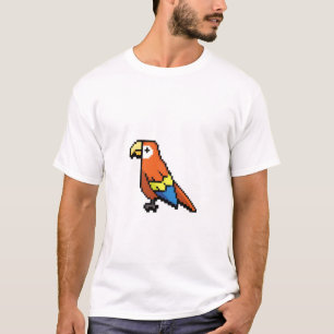 Camiseta pixel-arte-ilustração-papagaio-pixelado-papagaio