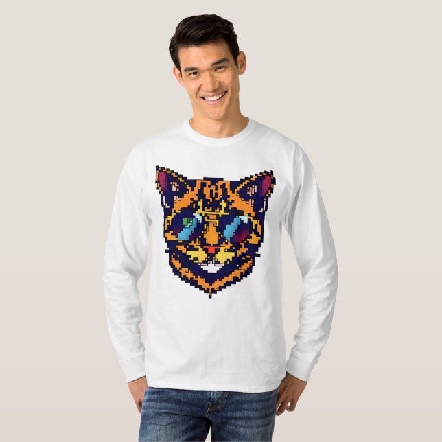 Camiseta Pixel Bengal Cat (Frente Completa)