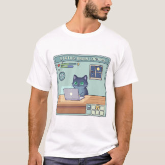 Camiseta Pixel Cat Brain Loading – Funny Retro Gamer Cat
