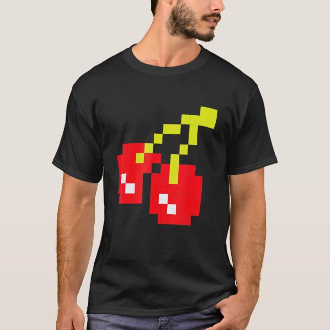 Camiseta Pixel Cherries 80s Vídeo Game Halloween Costume Ea (Frente)