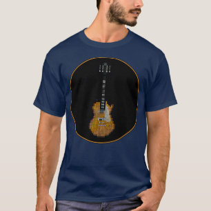 Camiseta Pixel com prego furado guitarra em um círculo pret
