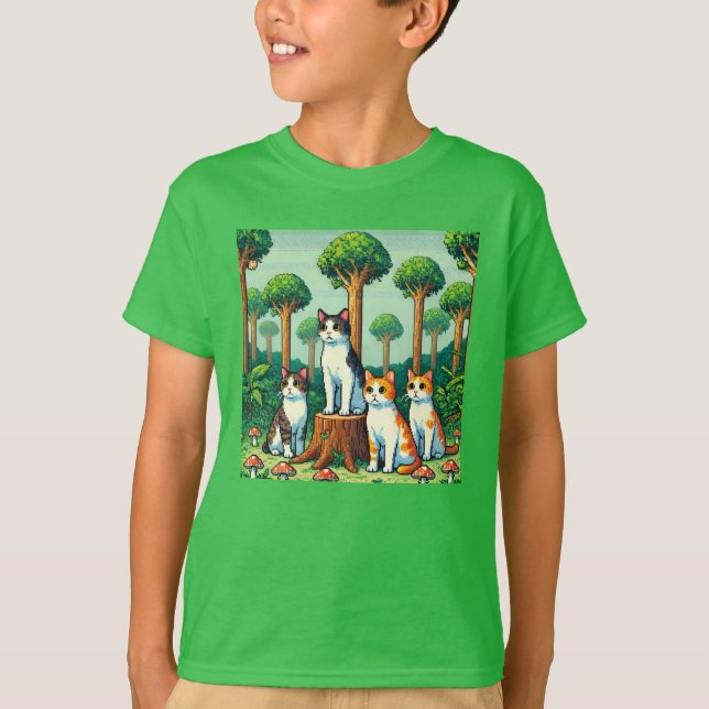 Camiseta Pixel Friends: Forest Protection (cats) #13 (Frente)