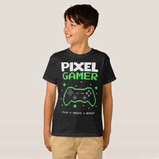 Camiseta Pixel Gamer – Jogar Criar Repetir   