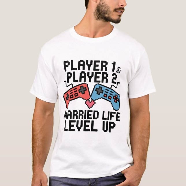 Camiseta Pixel Gaming Couple Level Up Design (Frente)