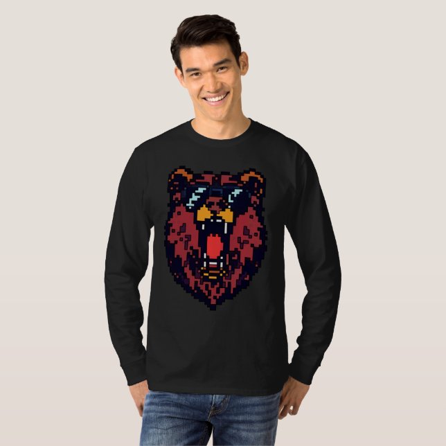Camiseta Pixel Grizzly Roar (Frente Completa)