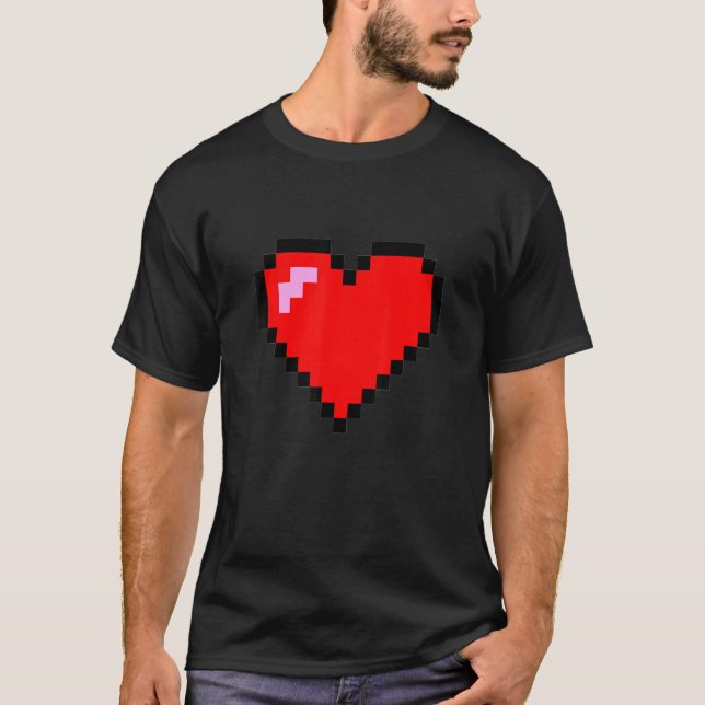 Camiseta Pixel Heart 8 Bit Graphic Design (Frente)