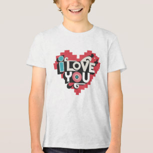 Camiseta Pixel Heart Eu Te Amo Tipografia Retro
