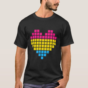 Camiseta Pixel Heart Pansexual LGBT Q Gaymer Ortografia Ga