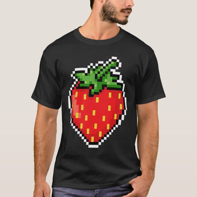 Camiseta Pixel Morango Videogame de 80 Halloween  (Frente)