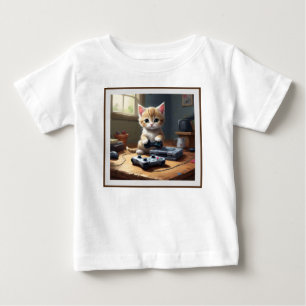 Camiseta "Pixel Paws: The Gamer Kitten in Action"