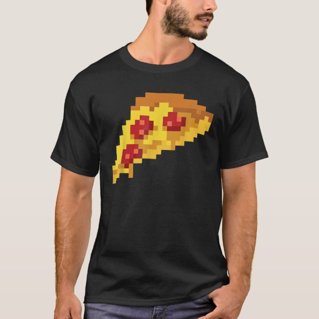 Camiseta Pixel Pizza 80s Vídeo Game Retro 8 bits Halloween  (Frente)