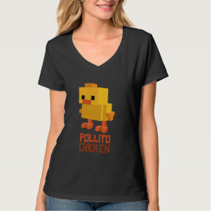Camiseta Pixel Pollito Chicken Engraçado Estilo do Vídeo Re