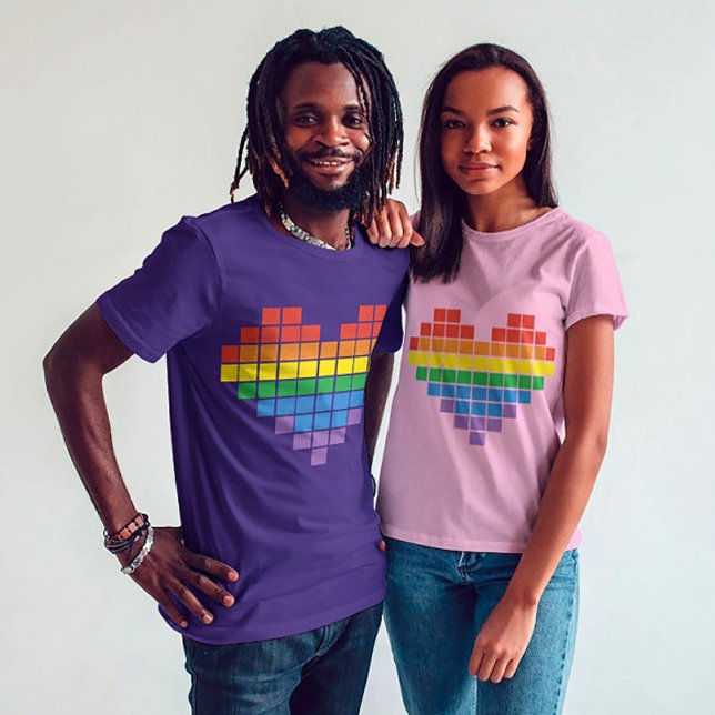 Camiseta Pixel Pride Heart Tee: Amor em Pixels (Criador carregado)