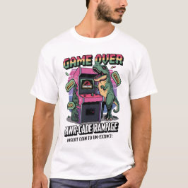 Camiseta Pixel Rawr-cade Rampage: O Reboot do T-Rex