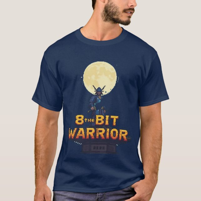 Camiseta "Pixel Samurai" - Guerreira retrô de 8 bi (Frente)