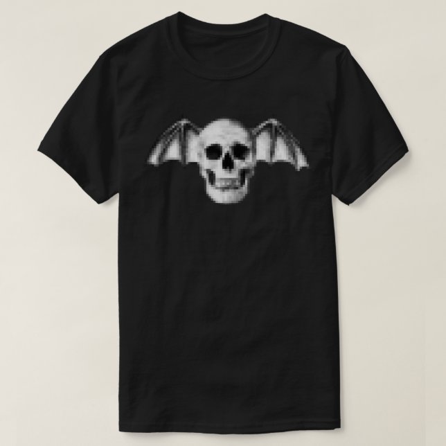 Camiseta Pixel Skull com Asas Bat (Frente do Design)