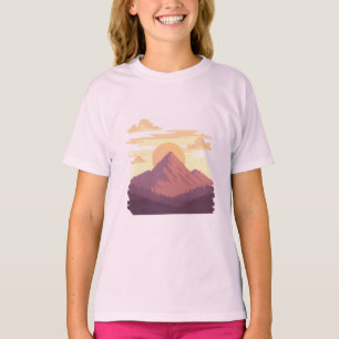 Camiseta Pixel Sunrise Mountain – Paisagem Pixel Tranquila