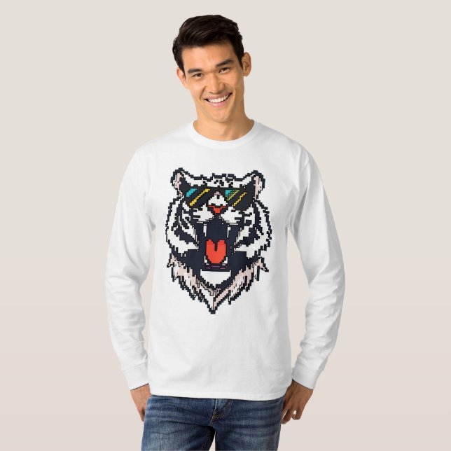 Camiseta Pixel White Tiger (Frente Completa)
