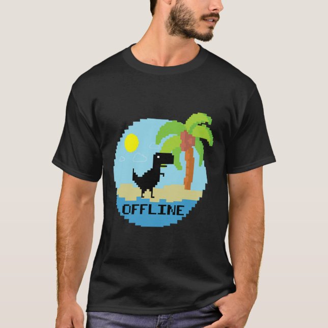 Camiseta Pixelated Dinosaur Vacation Tech Enthusiasts Coder (Frente)