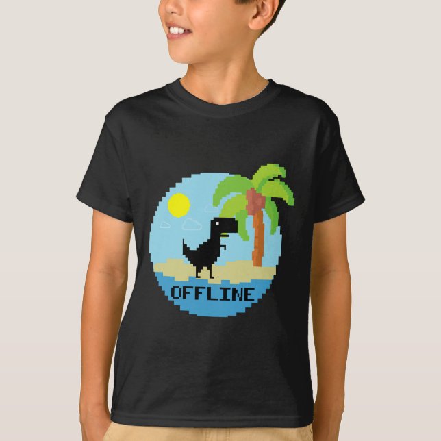 Camiseta Pixelated Dinosaur Vacation Tech Enthusiasts Coder (Frente)