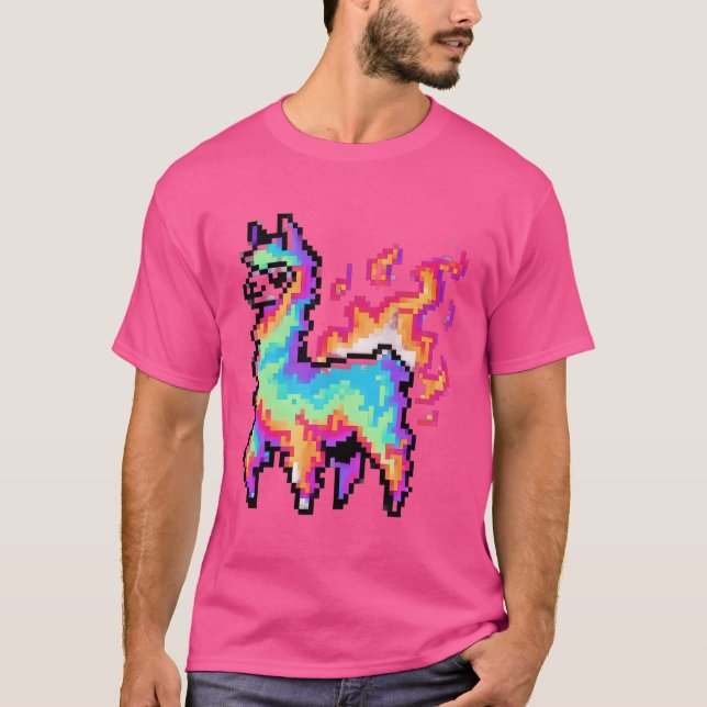 Camiseta Pixelated Neon Lama (Frente)
