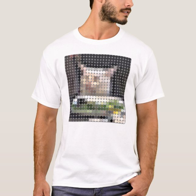 Camiseta pixeldot de memória de gato de mesa (Frente)