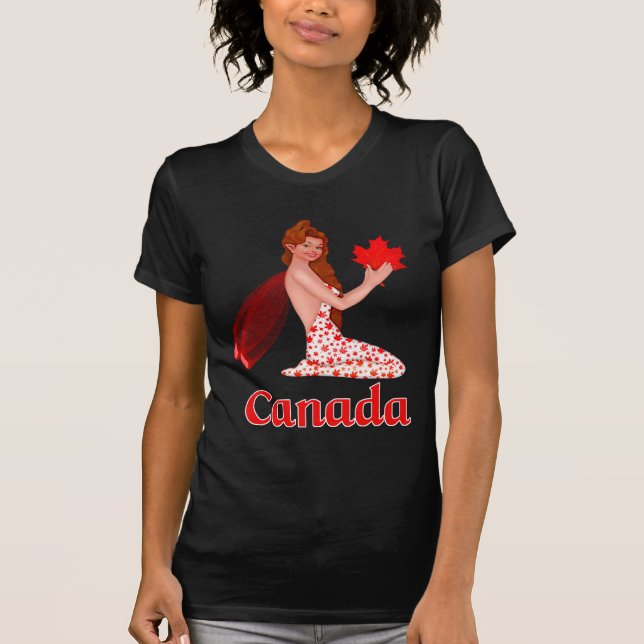 Camiseta Pixie canadense com Folha de Maple (Frente)