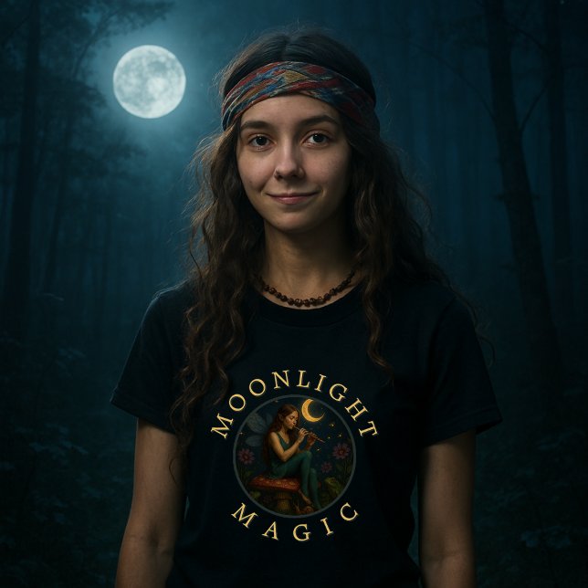 Camiseta Pixie Elf Fairy Em Cogumelo Com Flute (Criador carregado)