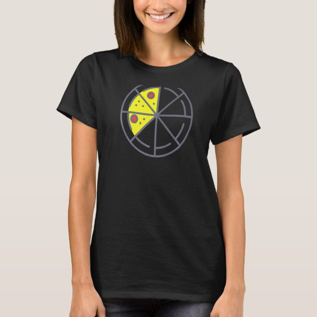 Camiseta Pizza 3 Fatias Queijo Pepperoni Comida Geométrica (Frente)