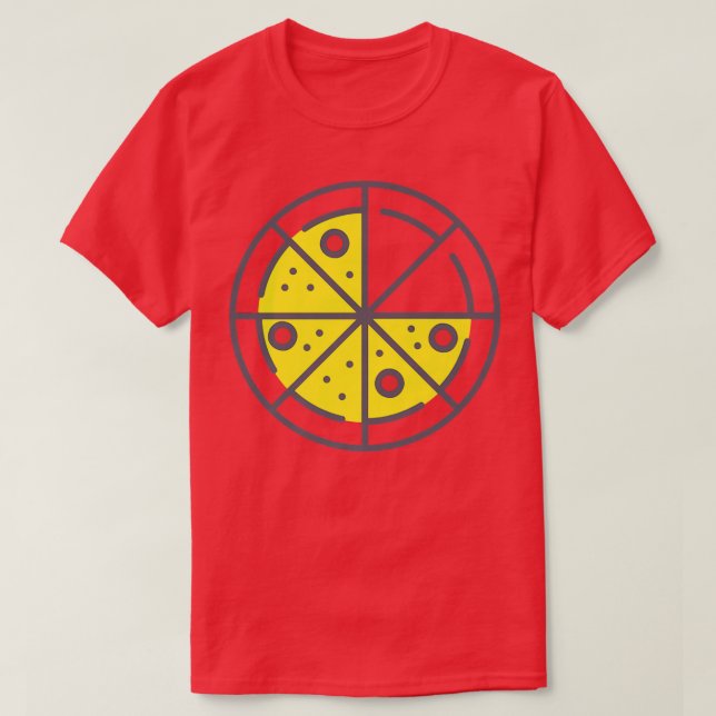 Camiseta Pizza 6 Fatias Queijo Pepperoni Engraçado Geométri (Frente do Design)