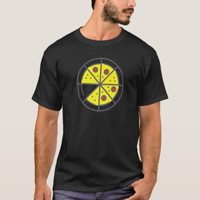 Camiseta Pizza 7 Slices Cheese Pepperoni Funny Geometric Fo (Frente)