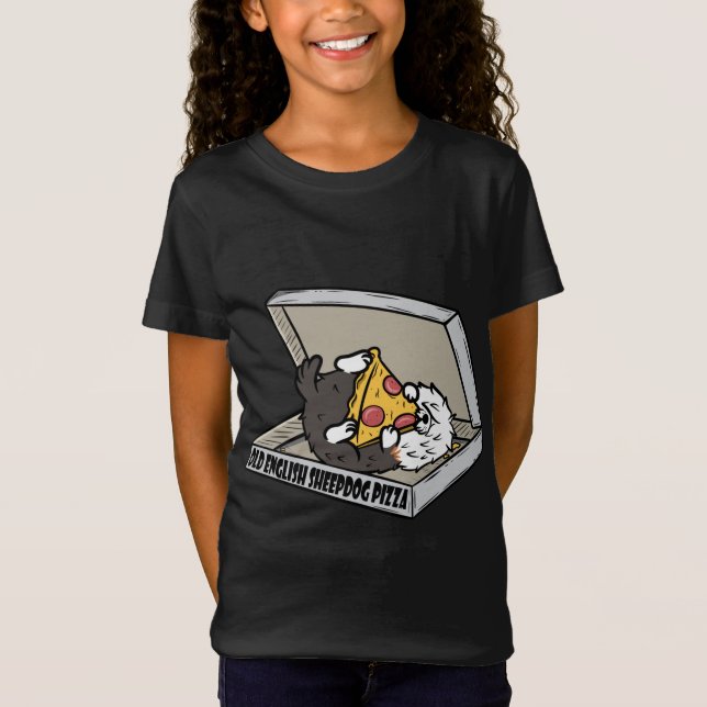 Camiseta Pizza - Antigo cão pastor inglês (Frente)