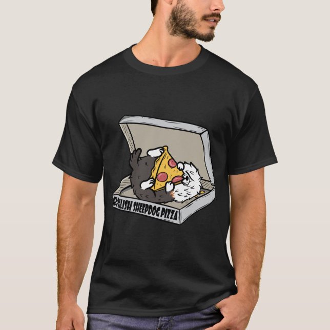 Camiseta Pizza - Antigo cão pastor inglês (Frente)