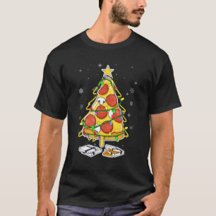 Camiseta Pizza Árvore de Natal Luzes Xmas Homens Crustmas