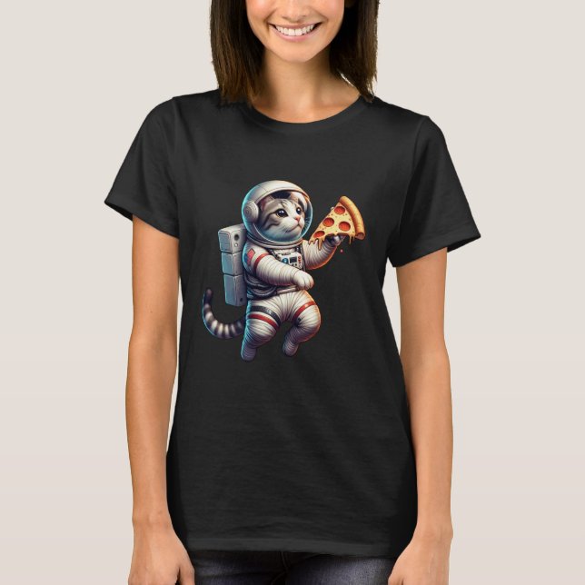 Camiseta Pizza Astronauta Gato Pizza (Frente)
