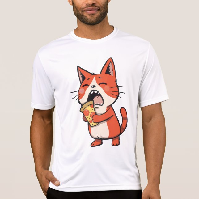 Camiseta Pizza Attack Cat - Gatinho Laranja (Frente)