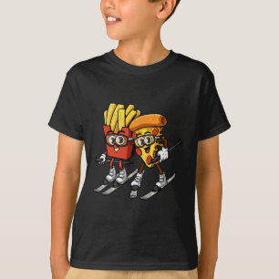 Camiseta Pizza Batata Frita Esqui Engraçado Esquiador Comid