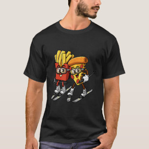 Camiseta Pizza Batata Frita Esqui Engraçado Esquiador Comid