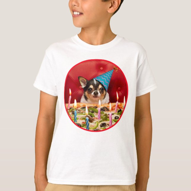 Camiseta Pizza Chihuahua Birthday (Frente)
