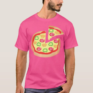 Camiseta Pizza Com Cogumelos Pimentões Pepperoni