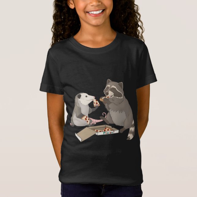 Camiseta Pizza comedora de Possum e Raccoon (Frente)