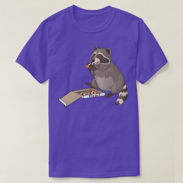 Camiseta Pizza comendo raccoon (Frente do Design)
