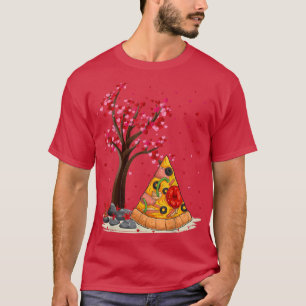Camiseta Pizza Comida Rápida Lover Engraçada Árvore Coração
