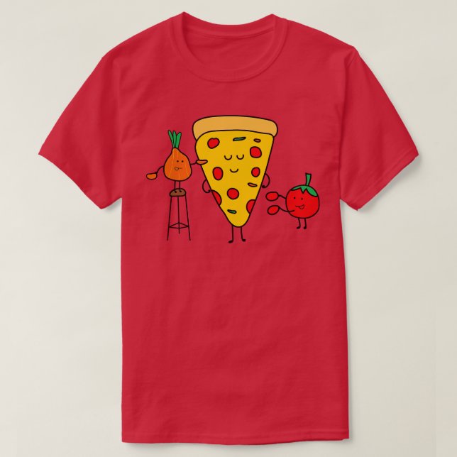 Camiseta Pizza Cuja Gama É De Tomate E Cebola (Frente do Design)