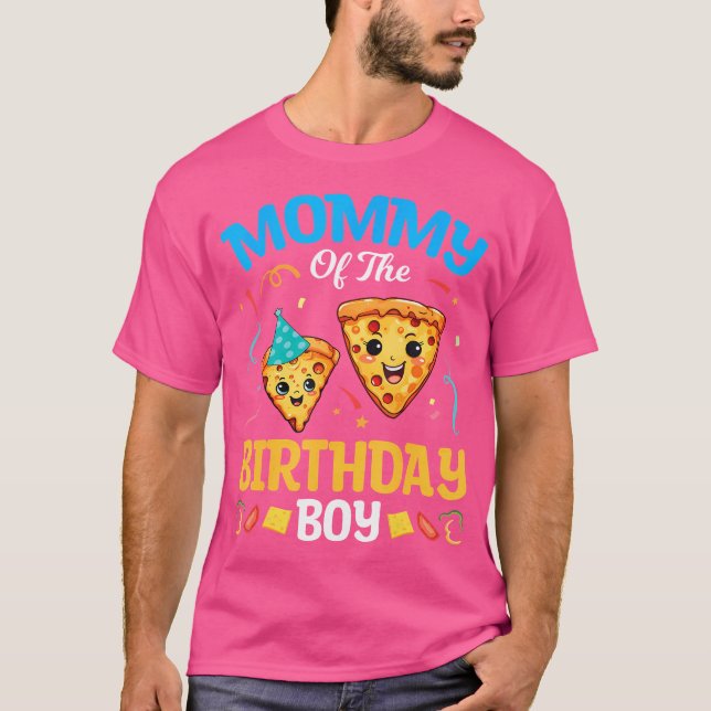Camiseta Pizza Cuta Caracteriza Mamãe Da Pizza De Aniversár (Frente)